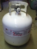 Propane cylinder with modern OPD valve. Tank feels empty.