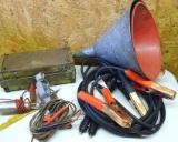 Jumper cables; emergency road marker kit; automotive tester; more.