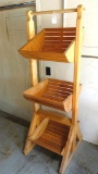 Handmade wooden bin stand. Overall measures 21