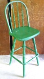 Lovely green swivel bar stool with back. Approx. 16-1/2