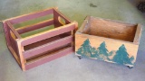 Two decorative wooden crates. Larger one is 19