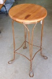 Lovely plant stand with wooden top. Approx. 14