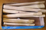 Assorted wooden handles for hammers and more. Longest handle is 18