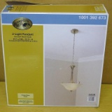 Hampton Bay 2-Light Pendant with brushed nickel finish. 15.7 