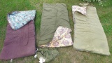 Three sleeping bags incl. two Coleman bags with flannel linings and one other. All the zippers work.