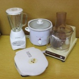 George Foreman grill, Hamilton Beach food processor, Hamilton Beach blender and Continental slow