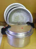 Mirror 12 qt. pressure cooker, enamel ware 16-1/2