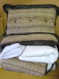 Nice King bedspread-throw (75 x 75), matching pillow shams with pillows and mattress pad.