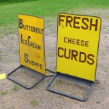 Two advertising signs, approx. 4' x 2'. Can put your own advertising on.