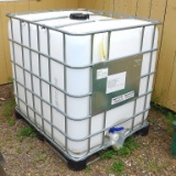 250 gallon plastic tank that had sunflower oil in it. Has nice shut off valve on bottom with steel