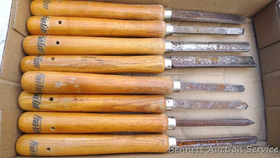 Assortment of 8 Ward's Powr-Kraft lathe tools, approx. 17"