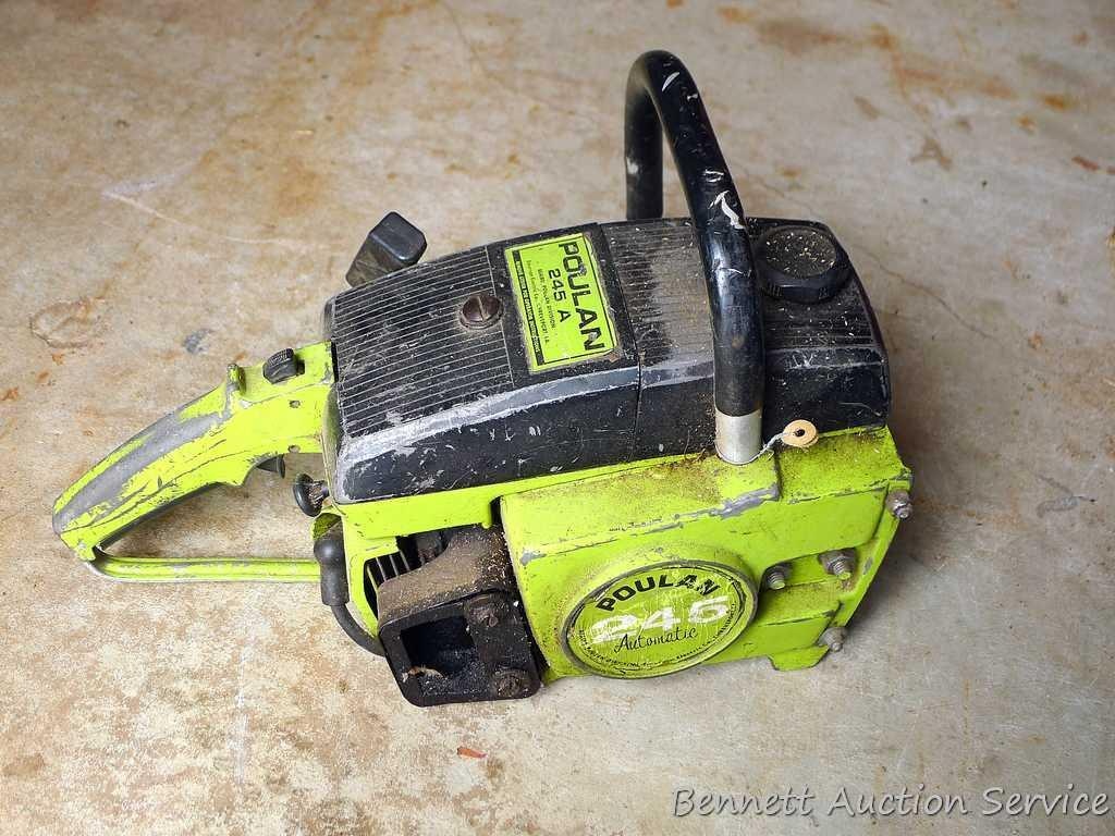 Poulan 245A chainsaw modified with drill chuck on the left side, probably  for tapping maple trees. | Estate & Personal Property Personal Property |  Online Auctions | Proxibid