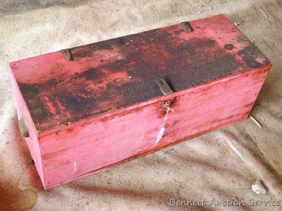 Homemade wooden box is 30" x 11" x 11".