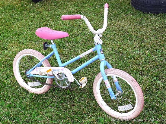 Huffy girls' bike. Tires are weather checked and are 16" x 1.75'.