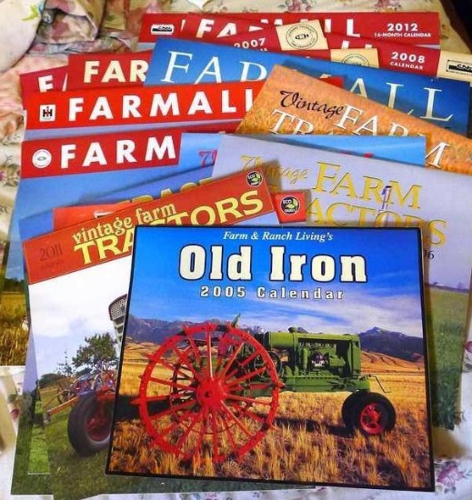 Nice collection of fifteen vintage farm tractor calendars. Great pictures.