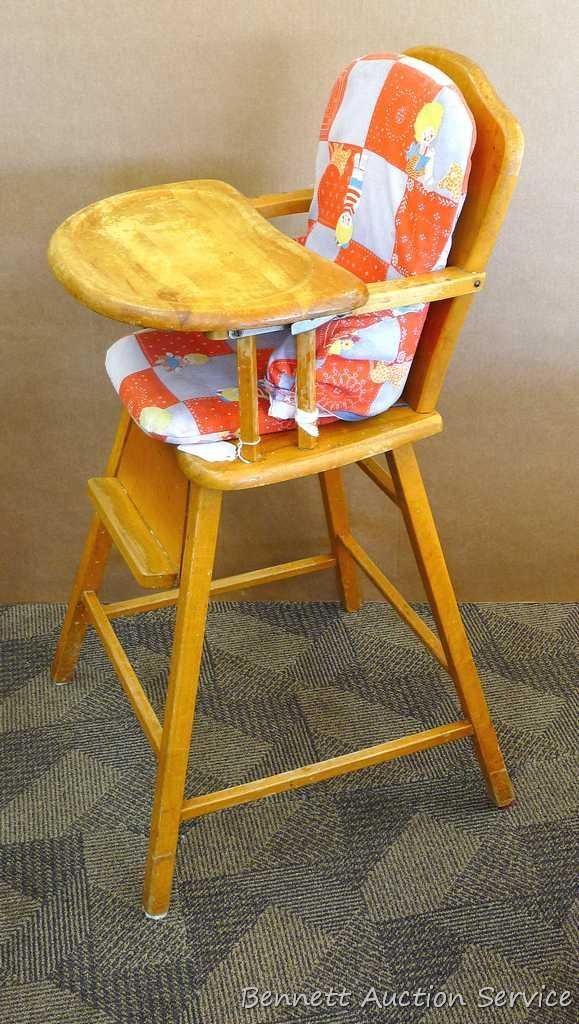 Vintage Wooden High Chair Cushion  . Great Savings & Free Delivery / Collection On Many Items.
