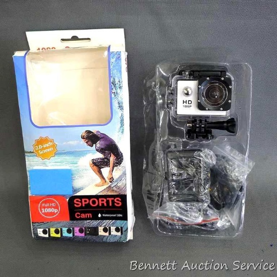 Sports cam with 2.0" screen, waterproof, full HD. Donated by BS Sports.