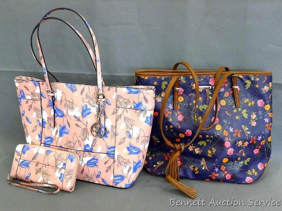 Guess handbag with matching clutch purse is 14" x 17" and Nine West handbag donated by De-Mon