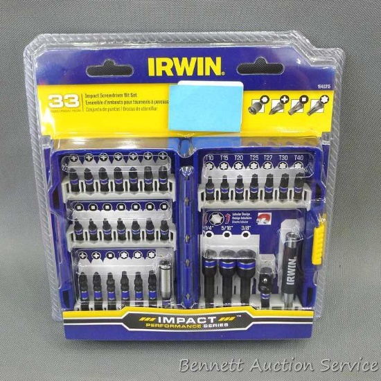 NIB Irwin 33 pc. impact screwdriver bit set was donated by Fleet Farm.