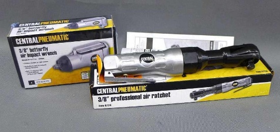 NIP Central Pneumatic 3/8" butterfly air impact wrench and 3/8" Professional air ratchet donated by