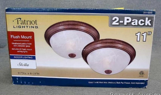 Patriot 2 Pack Flush Mount Stella indoor lights are 11" dia. x 4-1/4" and were donated by Diane