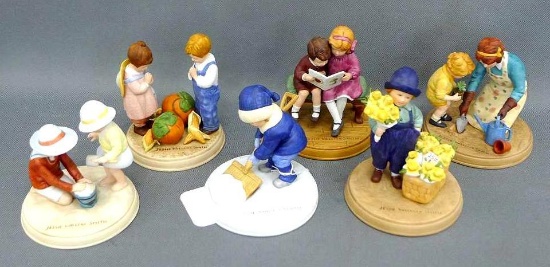 Six Jessie Willcox Smith figures depicting vintage Good Housekeeping covers made for Avon. Tallest