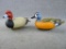 2007 & 2012 Ducks Unlimited Jett Brunet miniature decoys, approx. 3-1/2