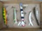 Assortment of fishing lures, longest is 9