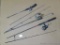 Three fishing rods with reels, two rods are Daiwa. Reels incl. Mitchell Avocet S2000, Quantum and