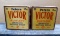 Two vintage boxes of Peters Victor 12 ga. Shotgun shells. Both boxes are full. Shells show their