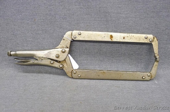 Long jaw locking pliers, 18" long overall.