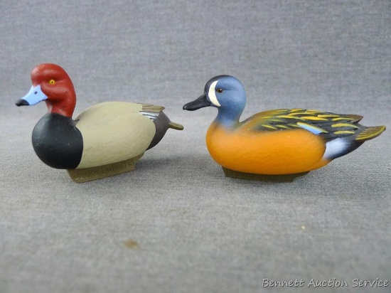 2007 & 2012 Ducks Unlimited Jett Brunet miniature decoys, approx. 3-1/2" long.