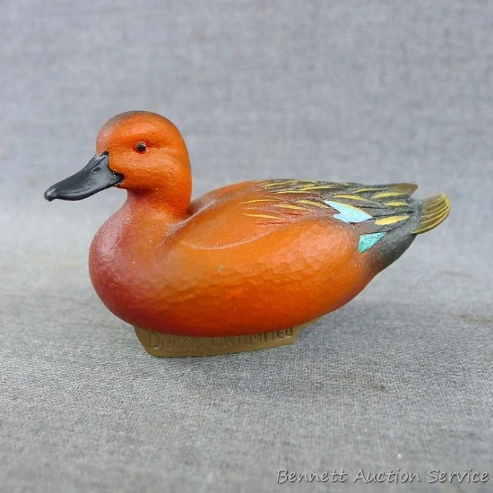2006 Ducks Unlimited Jett Brunet miniature decoy, approx. 3-1/4" long.
