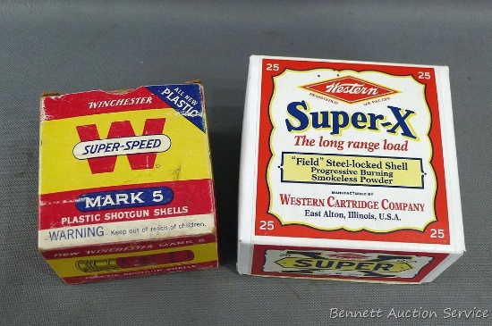 Western Super-X 12 ga. 2-3/4" shotgun shells, No. 6 shot, full box and partial box of Winchester