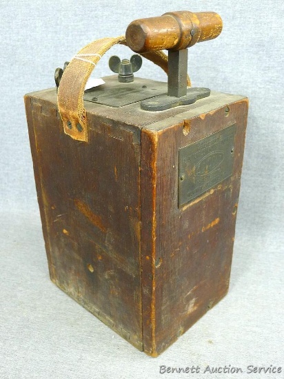 Antique DuPont Blasting Machine No. 2. Measures 5-1/2" x 7-1/4" x 10" high. Tried it on Adam's car