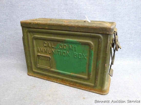 .30 Cal. Old style military ammo box, 4"x 10"x 7". Box is marked 'Crown U.S.' with flaming bomb and