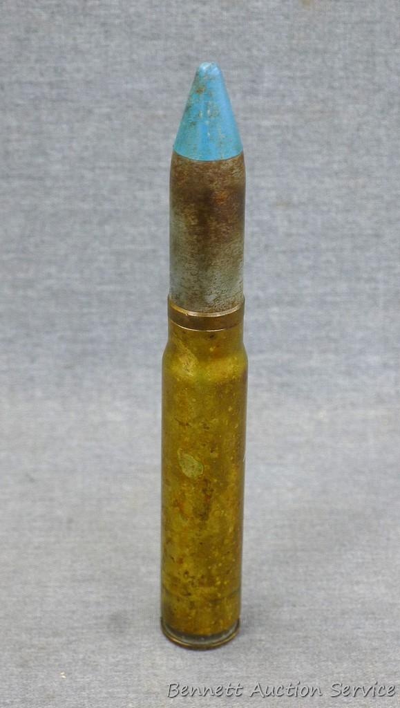 WWII 20 mm demilled cartridge, head stamp reads S.M.C. 1945 20 mm 