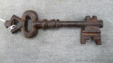 Antique cast iron key is an impressive 5-1/4