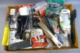 Assortment of wire ends, wire strippers, compass and more.