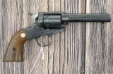 Old model Ruger Bearcat .22 revolver. Metal is perhaps 95 or 97 percent, with the only notable wear