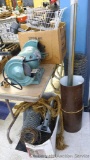 Assortment of scrap metal & wire incl. bench grinder, chicken wire and D571more.