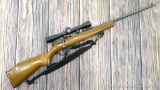 Marlin Glenfield Model 25 bolt action .22 rifle with Bushnell scope and QD mounts. Metal finish is