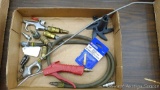 Assortment of air line fittings, air blowers and more.