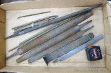 Assortment of flat and round files, longest is 17