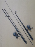 Shimano Bullwhip graphite 2 pc. fishing rod with reel; Shimano 2 pc. fishing rod with Shimano FX200