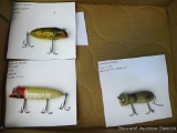 3 vintage lures including Shakespeare and South Bend. Seller say this lot includes a South Bend