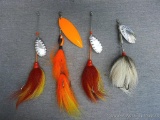 4 bucktail lures, longest is approx 10