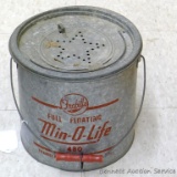 Frabills Min-O-Life full floating galvanized minnow bucket was made in Milwaukee, WI. Has a few