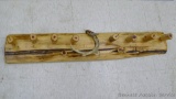 Beautiful rustic wooden coat hanger with an antler decoration measures 48