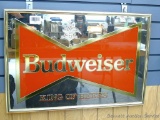 Budweiser beer mirror has nice graphics and is in good shape. Measures 25